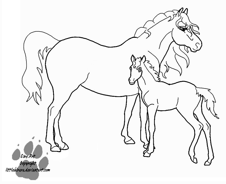 Line Art- Mare and Foal