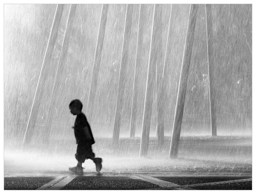 Boy and fountain