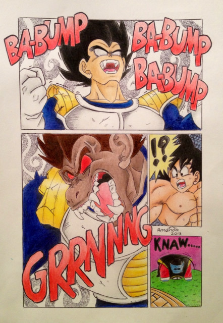 Vegeta's Transformation into Oozaru - Manga Style by pandapopx