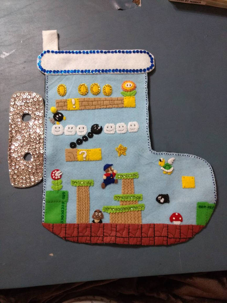 Super Mario Bros Christmas Stocking, front by Morrowdim on DeviantArt