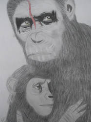 Caesar with son - Dawn of the planet of the apes