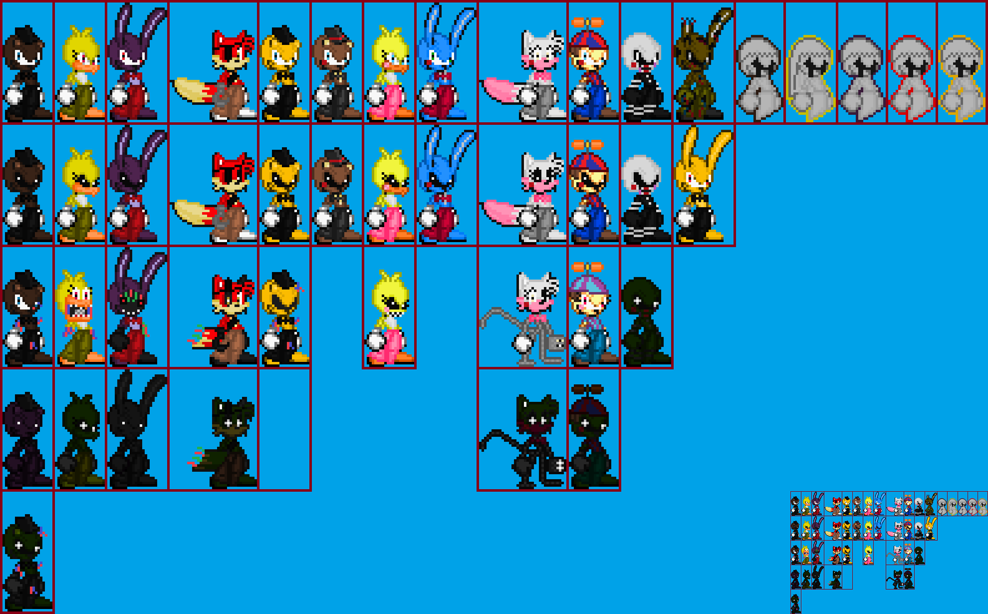 FNAF 1 2 and 3 sonic style sprites