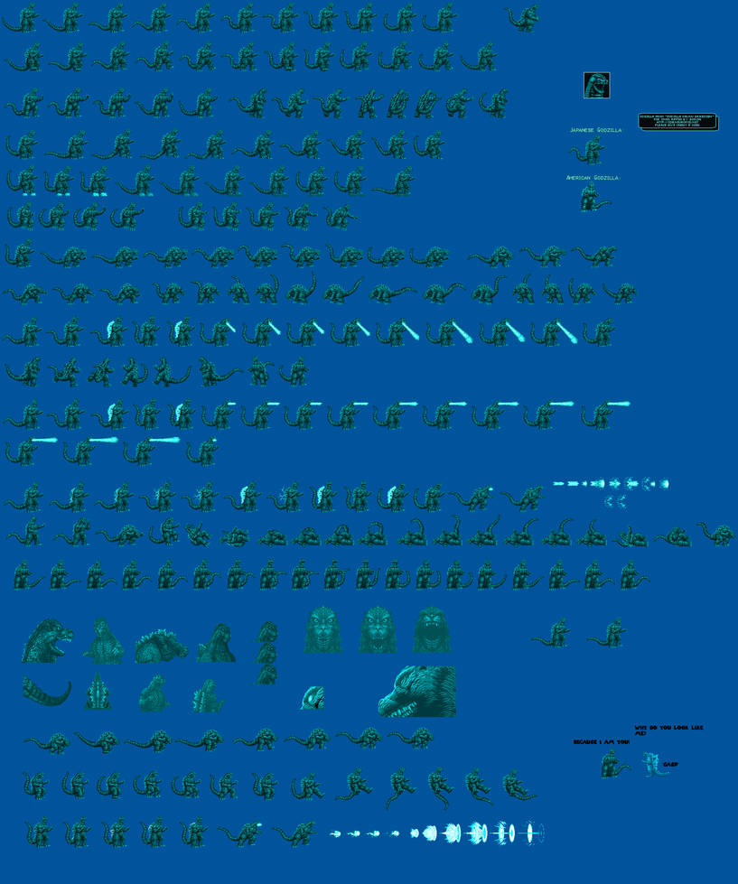 Godzilla Sprite Sheet NES style by scott910