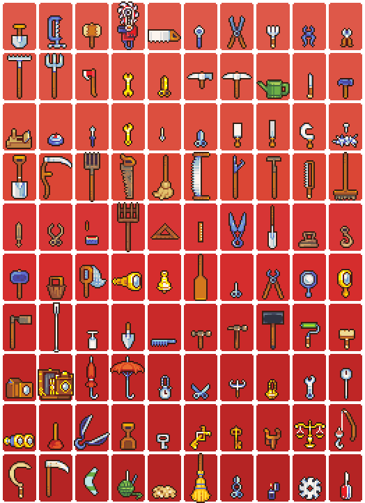 100 tool sprites