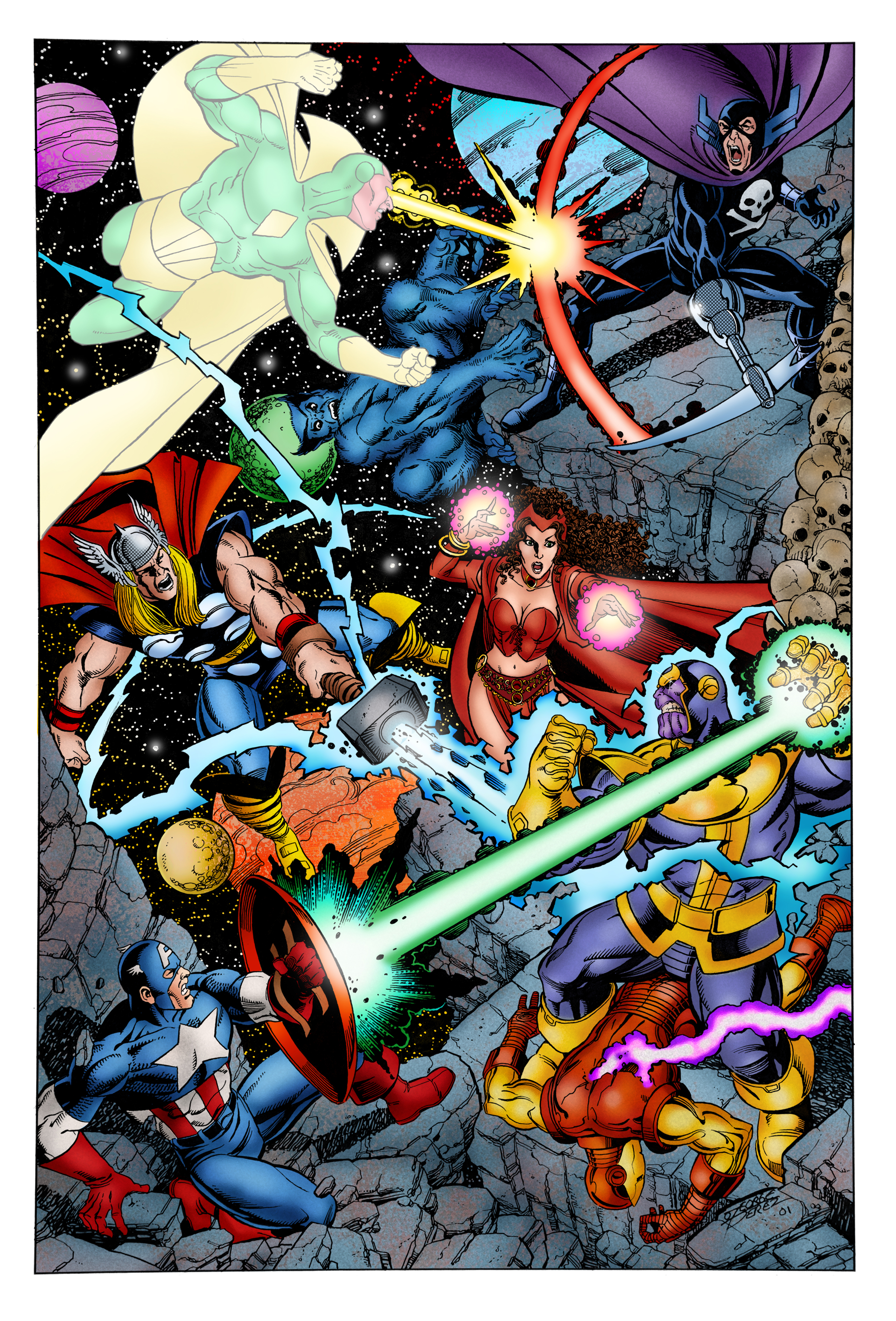 Avengers vs. Thanos (George Perez) by xts33 on DeviantArt Avengers vs. Thanos (George Perez) by xts33 on DeviantArt