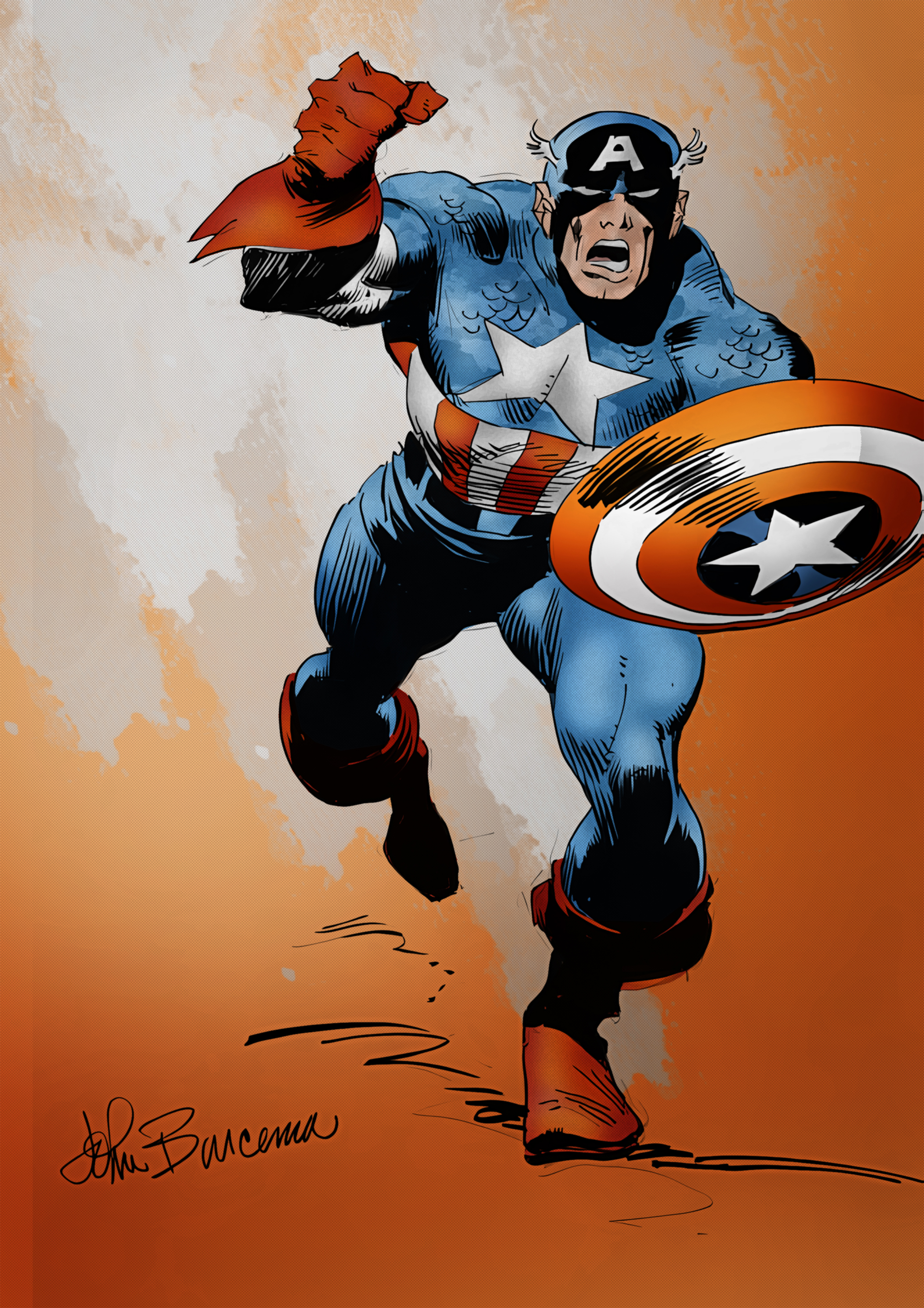 Captain America Sketch Drawing (John Buscema) by xts33 on DeviantArt