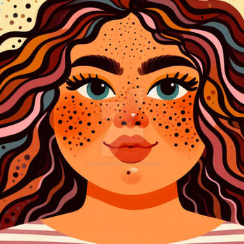 Plus-size woman face with freckles portrait art
