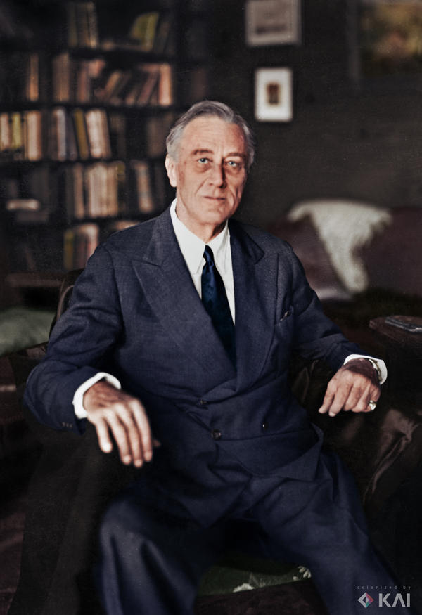 Franklin D. Roosevelt, 1945 colorized by Eggtat on DeviantArt