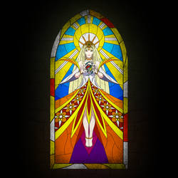 The Sun Godess stained glass