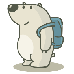 Bear wearing backpack deals