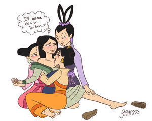 Mulan Petted by Princesses