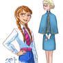 Elsa and Anna in 60's clothes