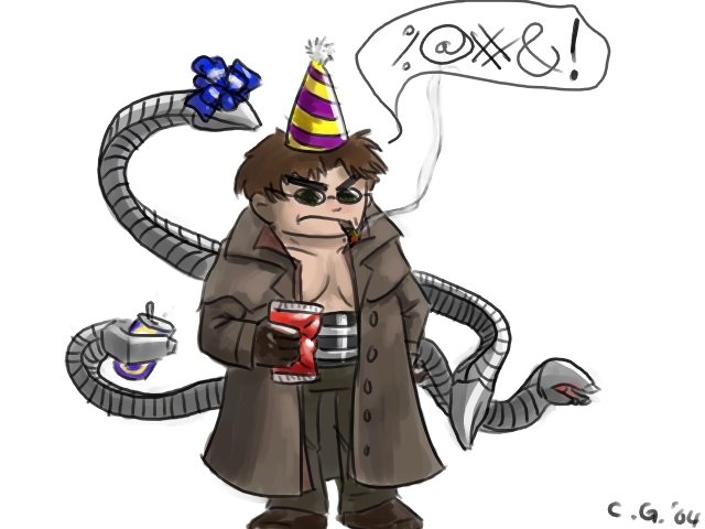 Doctor Octopus in a party hat