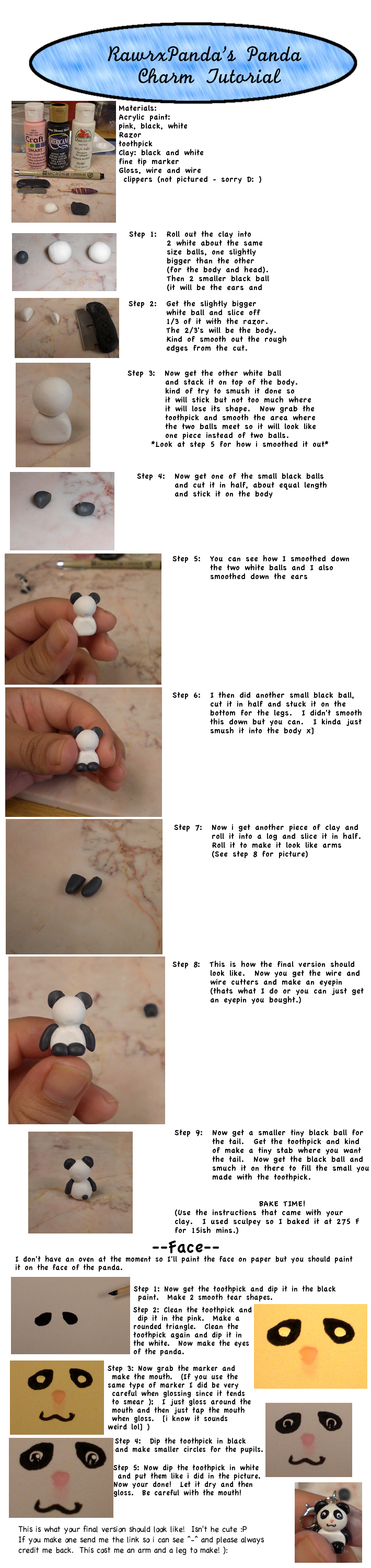 Clay panda charm tutorial