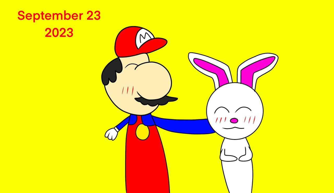 White Rabbit Mari Mario pets a bunny by HybridArin on DeviantArt