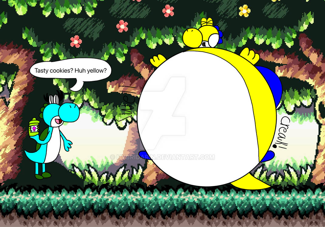 Yellow Yoshi cookies inflation by HybridArin on DeviantArt