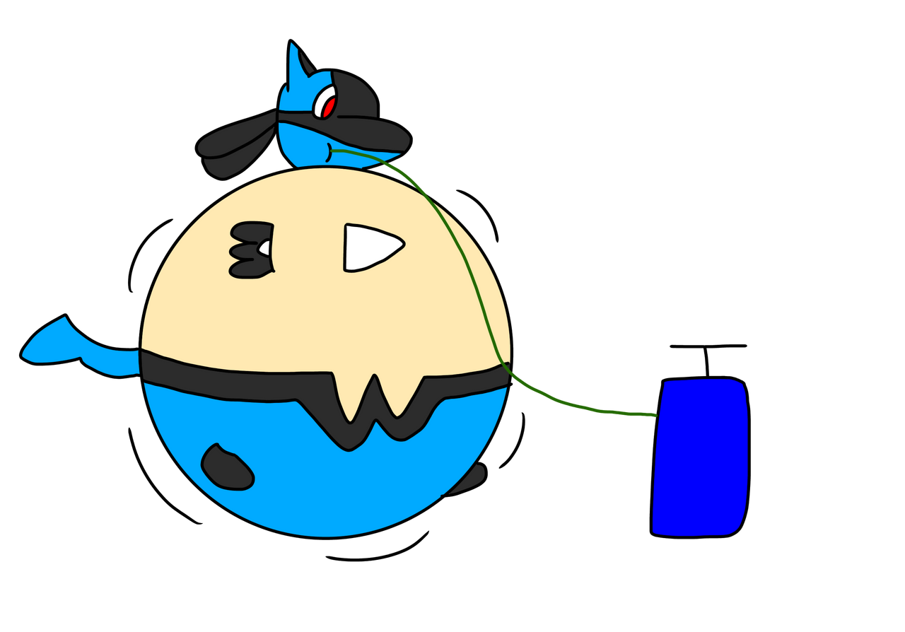 Lucario inflated by an air pump by HybridArin on DeviantArt