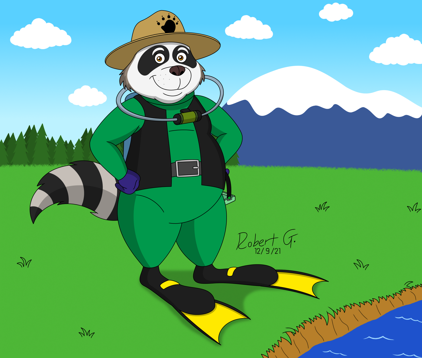 Ranger Rick Raccoon in Scuba Gear by RobertGDraws on DeviantArt