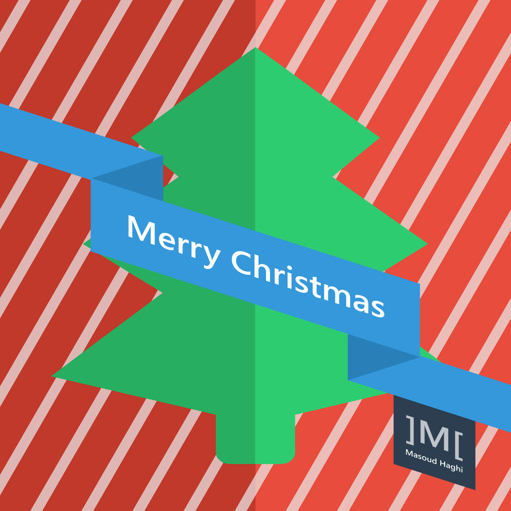 Merry Christmas Poster Flat Design by masoudhaghi