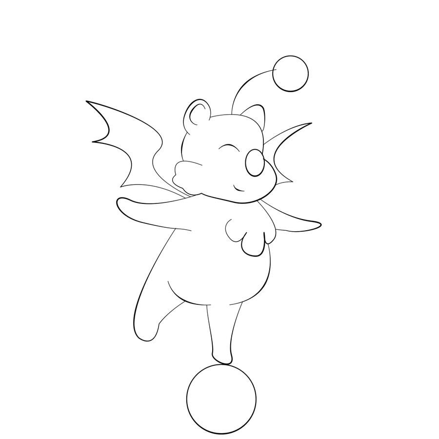 Moogle Lineart by d-chan01 on DeviantArt