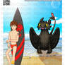 Hiccup and Toothless in the Beach