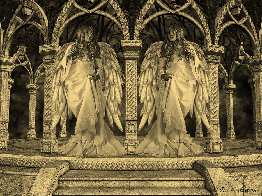 Twin statue angels