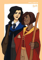 korra + asami - hogwarts AU