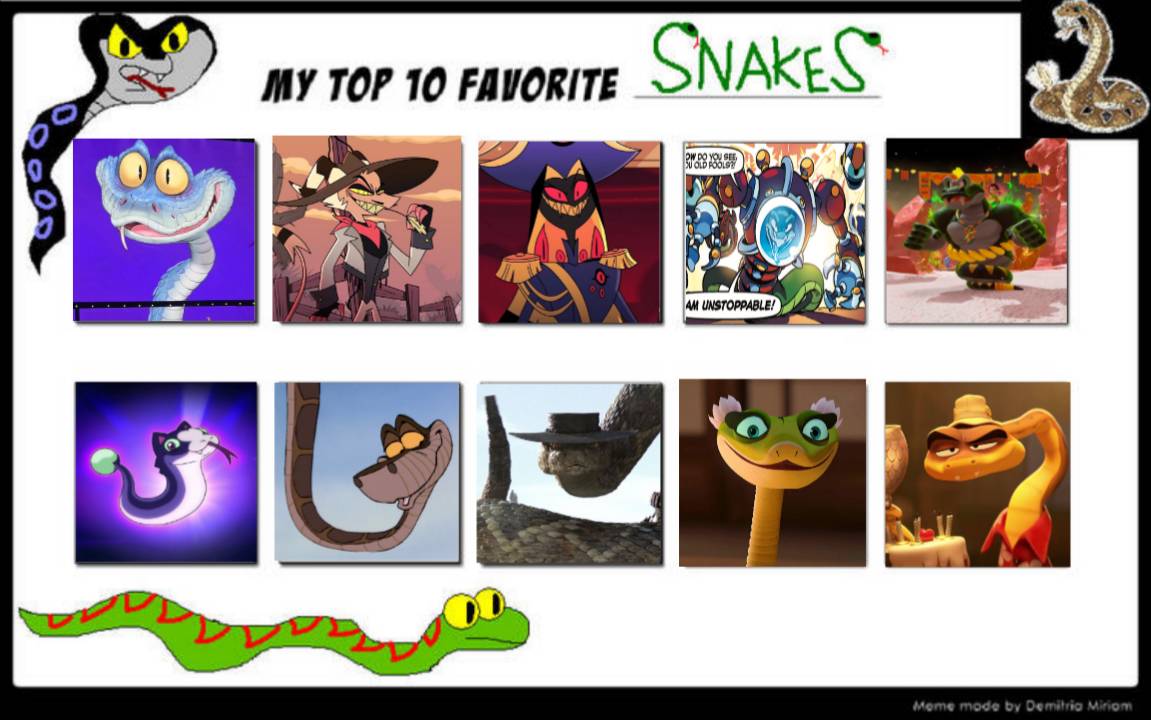 My top 10 snakes characters by haikal7887 on DeviantArt