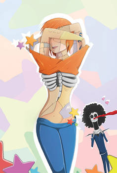 One Piece fanart Nami and Brook