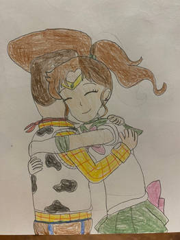 Woody and Sailor Jupiter hugging