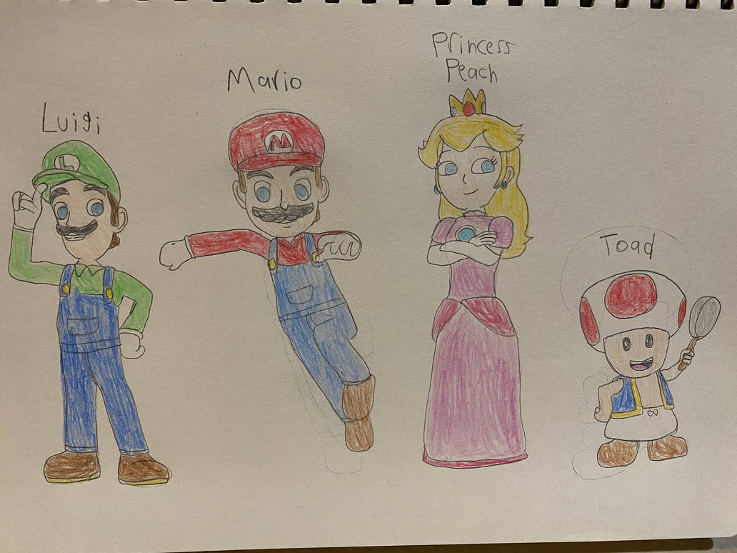 Mario, Luigi, Peach and Toad by RohanArtLife on DeviantArt