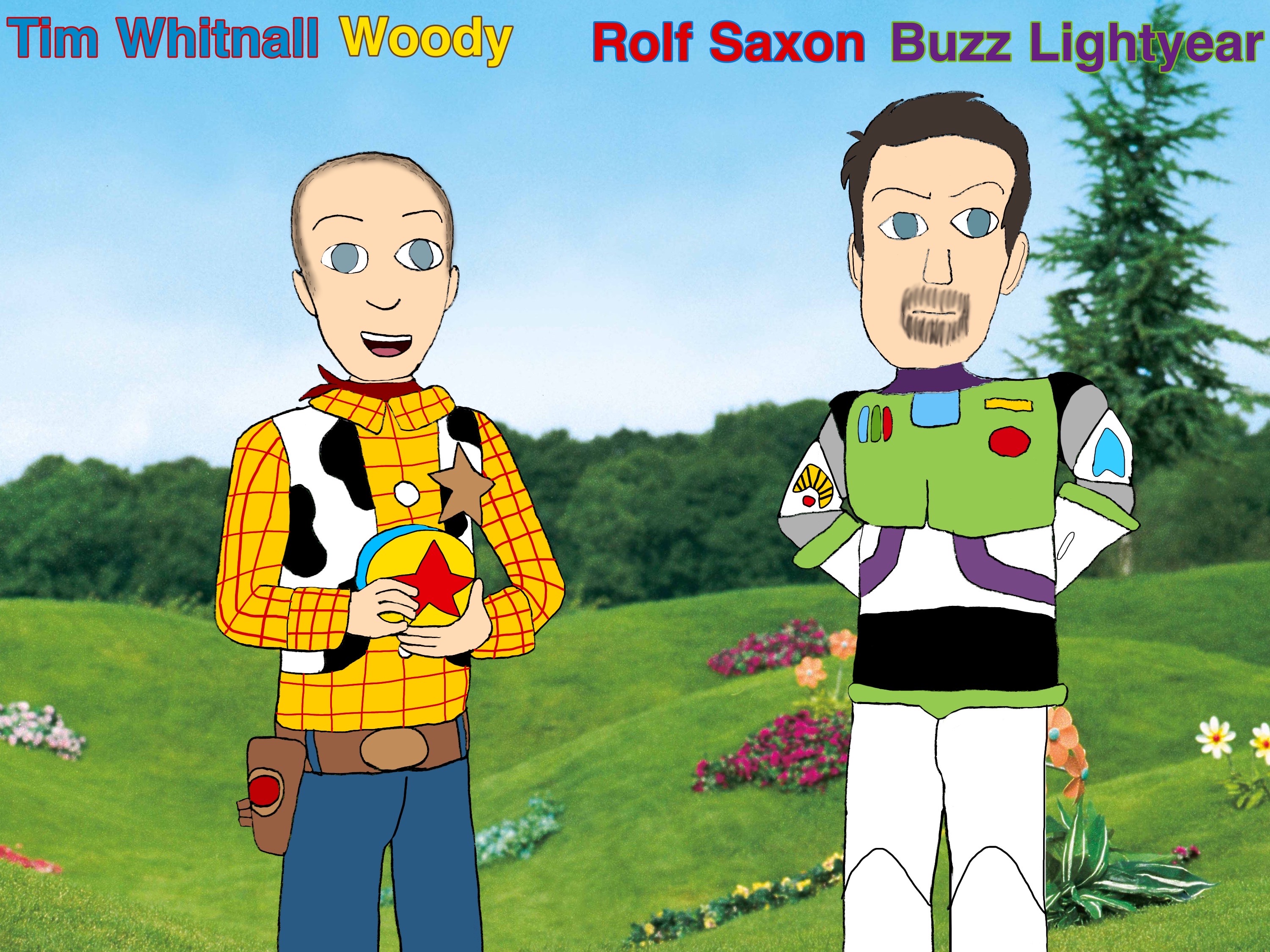 Tim Whitnall and Rolf Saxon as Woody and Buzz by RohanArtLife on DeviantArt