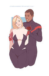 Spider Gwen and Spider-Man (Mile Morales) by StarRunner89