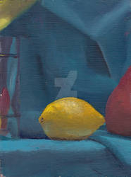 Still Life with Lemon and Teal Drape