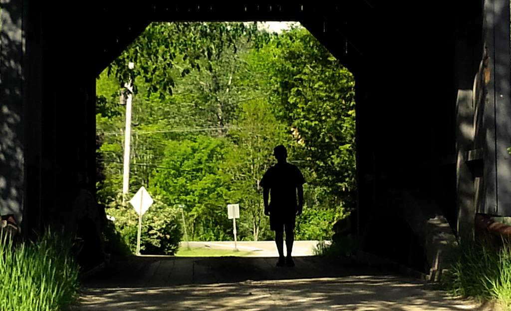 Silhouette in Covered Bridge