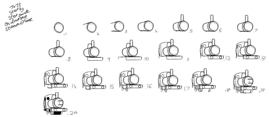 How to draw a steam train