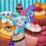 Little creature in a sea of cakes