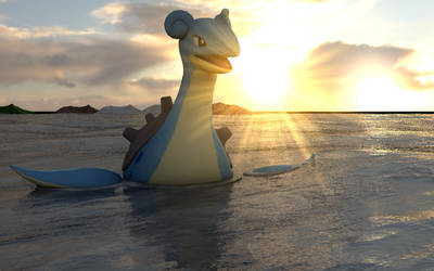 Swimming Lapras on the Ocean