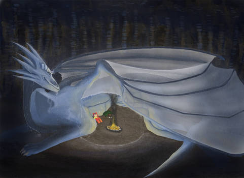 Dragon and cat have a picnic