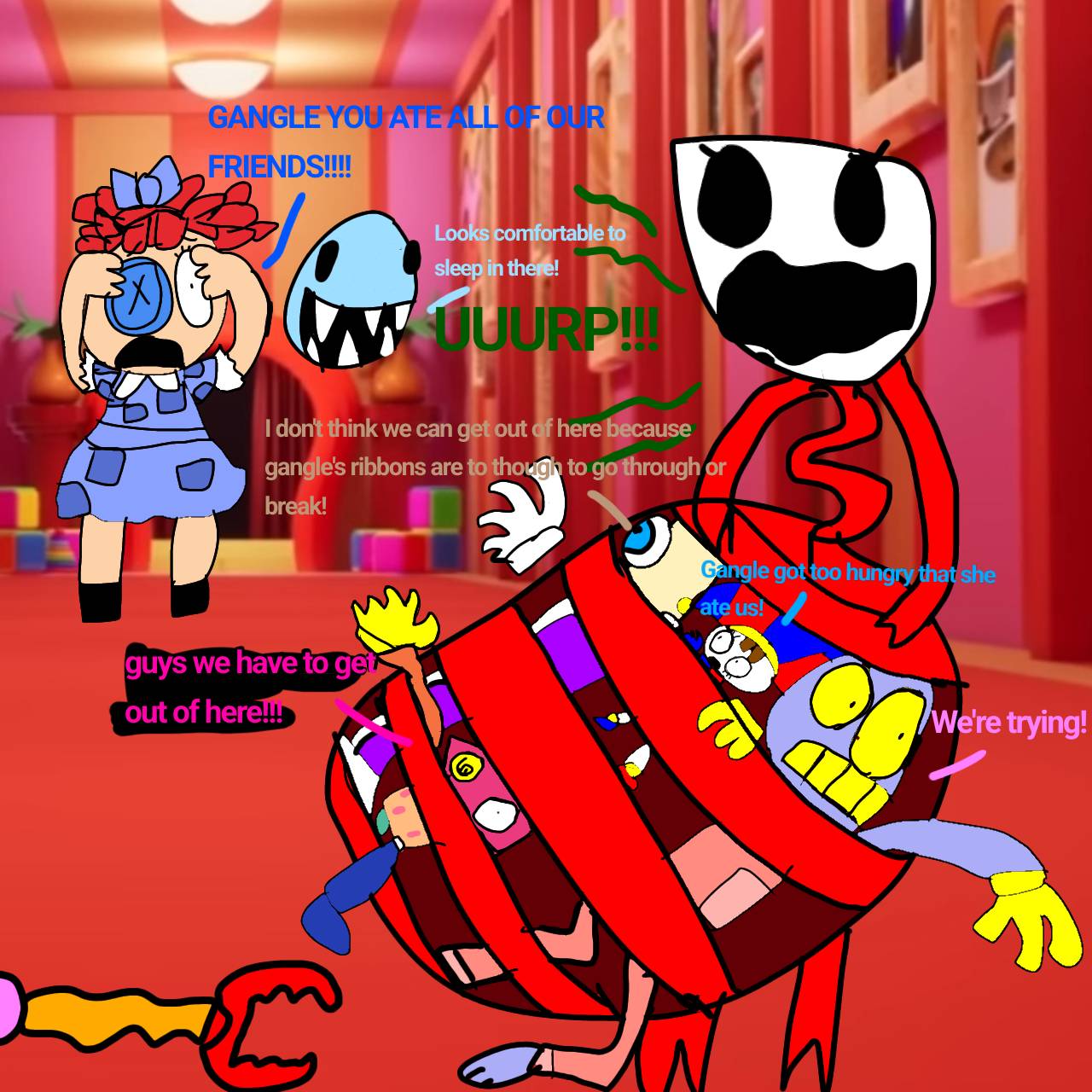 Gangle eats kinger, zooble, pomni and jax by TADCvoreFanart on DeviantArt