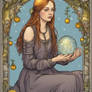 Fantasy Autistic Girl Tarot Card 8 Of Pentacles