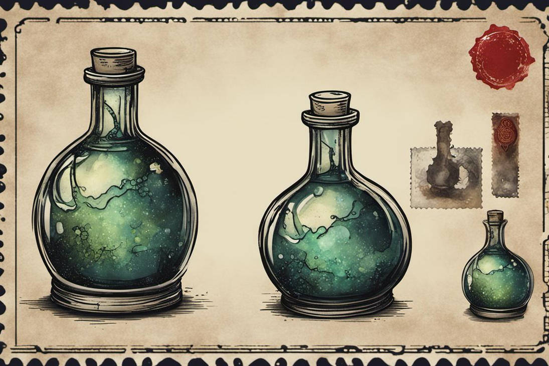 Fantasy Ink Container Fantasy Potion Bottle On A Stamp 0 by cherrydrop100 on DeviantArt