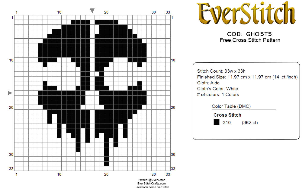 Call Of Duty Ghosts Free Cross Stitch Pattern by EverStitch on DeviantArt
