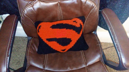Decorative crocheted Superman pillow