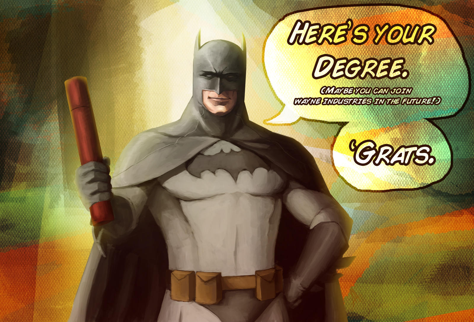 Batman giving degrees to graduates. by MatsuoAmon on DeviantArt