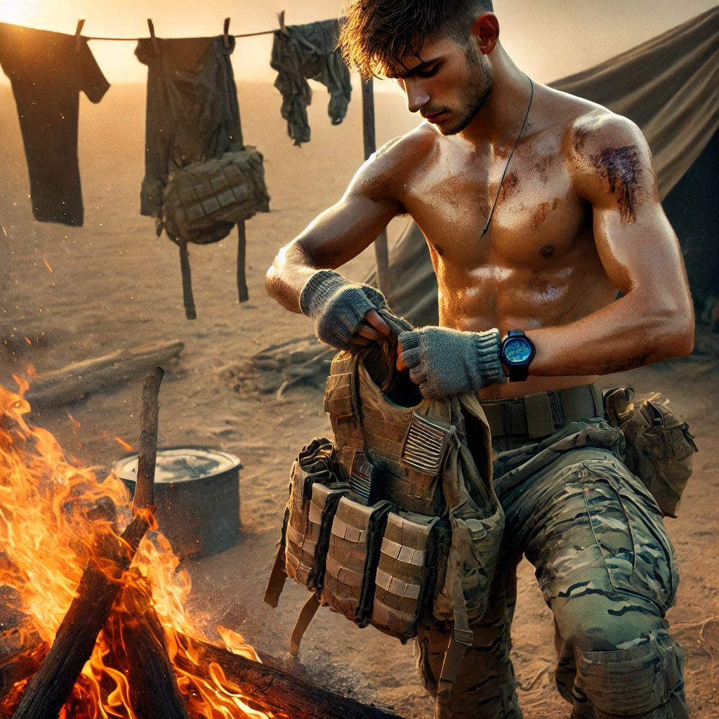Soldier Rucking Sweating soldier taking off sweat soaked gear after battle by xandi55 on DeviantArt