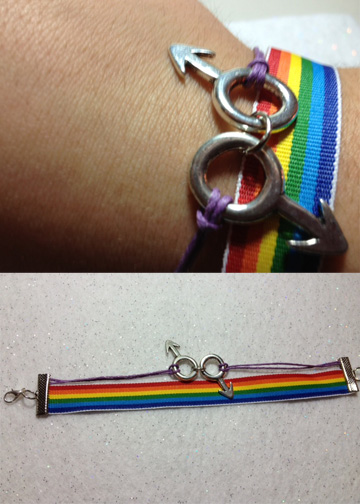 Gay pride ribbon bracelet