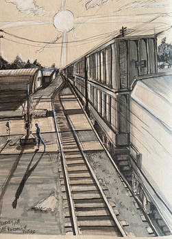 Ink study of Kearney Nebraska Railcam