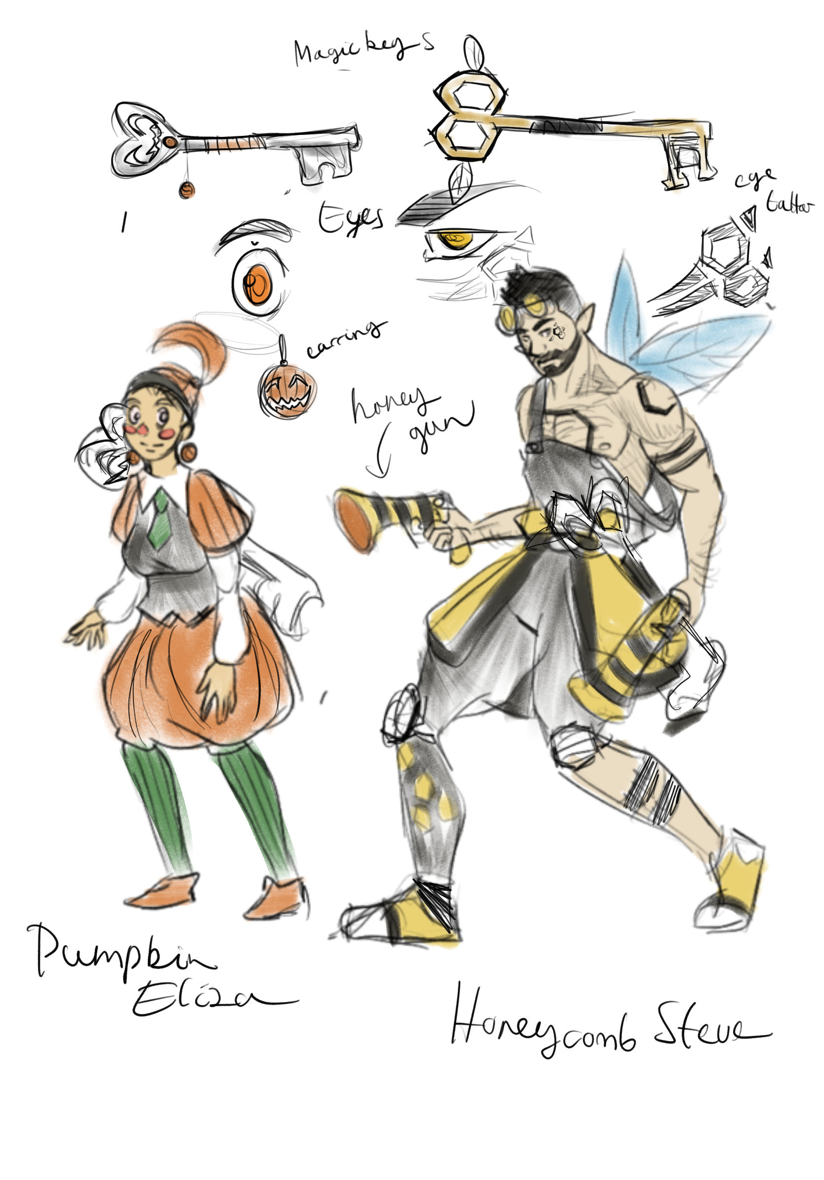 RainbowKey refs Pumpkin Eliza and Honeycomb Steve