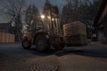 Forklift at night